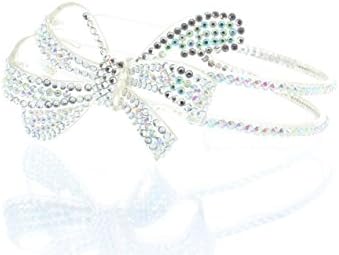 Bling Bling! Ribbon - Clear Bow Headband with Irodescent & Clear Rhinestones - Crystals. Perfect for Women, Teens & Girls, Bling Bling Hair Accessory