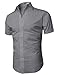 H2H Men's Wrinkle Free Slim Fit Button-down Short Sleeve Shirt