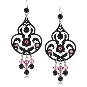 TARINA TARANTINO Classic Jet&Pink Chandelier Style Earrings