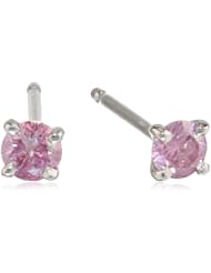 14k White Gold Pink Diamond Martini Style Solitaire Studs