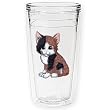 Kitty (Brown & Black) 12 oz Slimline Insulated Beverage Tumbler, Clear