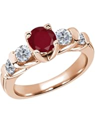 1.93 Ct Round Red Ruby G/H Diamond 18K Rose Gold Ring
