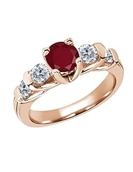 1.93 Ct Round Red Ruby G/H Diamond 14K Rose Gold Ring