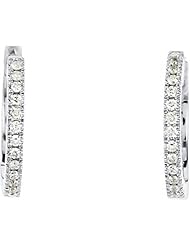 14K White Gold Diamond Hoop Earrings - 0.16 Ct. -- LIFETIME WARRANTY