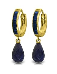 14k Solid Gold Sapphire Dangle Earrings