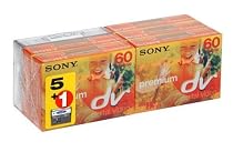 Sony 5 Pack 60 min DVM Premium with Free Head Cleaner