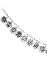 Sterling Silver 12 Saints Bracelet. Metal Wt- 17.29g