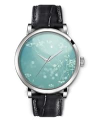 SPRAWL Aanalog Fashion Series Silver Ladies Watches of Genuine Black Leather Strap,Unique Wrist Watch for Women Girls Designed with Branches and circles