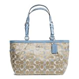 Coach 3 Color Signature Gallery East West Tote Bag 17676 Light Blue Multi