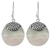 Sterling Silver Bali Round Mother-of-Pearl Drop Earrings