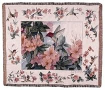 Hummingbird Garden Mid-Size Deluxe Tapestry Throw Blanket