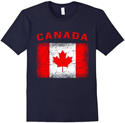 Men's Canada Flag Tshirt Distressed Canadian Maple Leaf Flag Shirt Large Navy