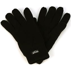 Men's Winter Thinsulate Insulation Lined 40gm 3M Knit Snow Ski Gloves Black