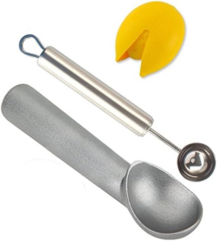 Kacenda Aluminum Ice Cream Spoon, Stainless Melon Spoon/Baller Set, with Bonus of Yellow Lemon/citrus Squeeze Pouch (pack of 3)