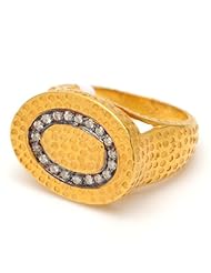 18kt Yellow Gold Diamond Pave Christmas Ring Silver Vintage Style Jewelry