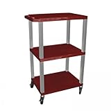 IMAGE OF 42.5 Inch Tuffy Three Tier Cart with Burgundy Shelves by H Wilson (Burgundy and Putty) (42.5