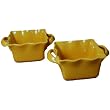 BIA Cordon Bleu Wavy 16-Ounce Square Bakers, Set of 2, Marigold