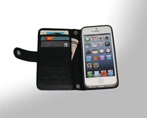 Waxhaws Leather iPhone 5 5s Wallet Case w/ Removable Cross-body &amp; Clutch Straps (black)
