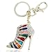 EVER FAITH Austrian Crystal Multicolor Enamel Sexy High Heel Shoe Keychain Clear Gold-Tone