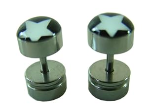 Men's fashion stud - Star design stainless steel round earrings
