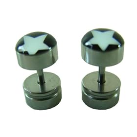 Mens fashion stud - Star design stainless steel round earrings