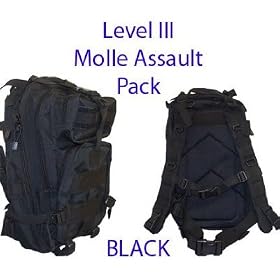 Level III Lv3 Molle Assault Pack Backpack--BLACK by