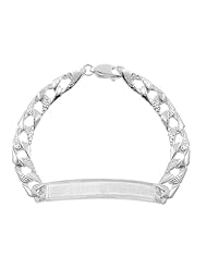 14k White Gold, Casting Curb Link Kids Children Frame ID Bracelet 6mm Wide