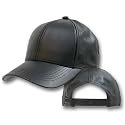 BLACK LEATHER BASEBALL CAP HAT CAPS HATS ADJUSTABLE MADE IN USA