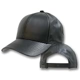 BLACK LEATHER BASEBALL CAP HAT CAPS HATS ADJUSTABLE MADE IN USA