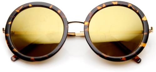 Womens Retro Glam Color Mirror Lens Round Sunglasses
