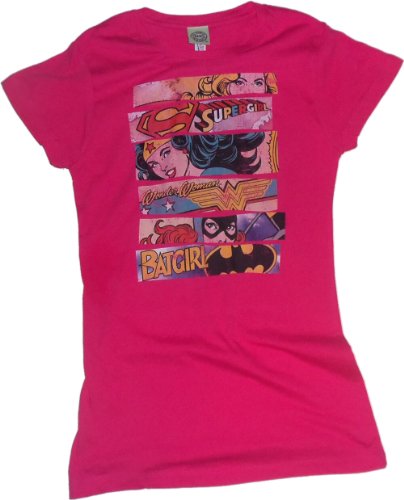  Three Of A Kind -- Supergirl - Wonder Woman - Batgirl Crop Sleeve Fitted Juniors T-Shirt