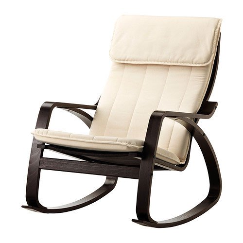 Ikea Poang Rocking Chair Black Brown with Cushion Online shopping babooss