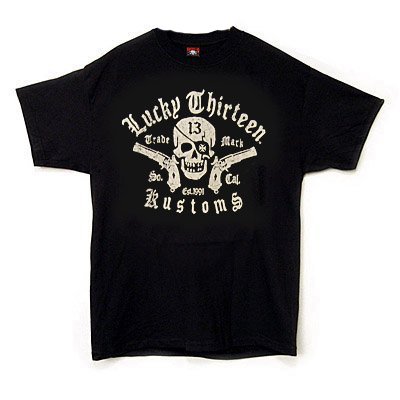 TS333 Lucky 13 Brand Kustoms Pirate Pistols T-Shirt