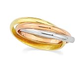 18K Tri-Color Gold 3-Band Rolling Ring For Men and Women - Size 12