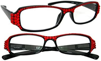 LZ New York High Quality Black Frame Women Fashion Reading Glasses with Genuine Swarovski Crystal Light Siam RGY007 (+275)