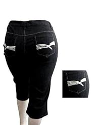 NEW 1826 BLACK DENIM CAPRI JEANS HIGH WAIST WOMENS PLUS SIZE 14-16-18-20-22 (PC-2644) (16)