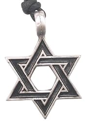 Detailed Star Of David Pewter Pendant Necklace