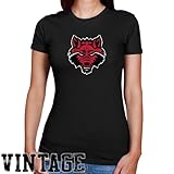 Arkansas State Red Wolves Ladies Black Distressed Logo Vintage Slim Fit T-shirt