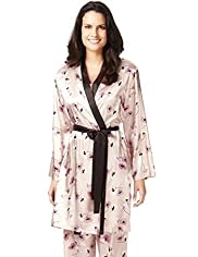 Per Una Floral Print Satin Dressing Gown