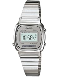 Casio #LA670WA-7 Womens Metal Band Countdown Timer Alarm LCD Digital Watch (Grey)