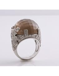 CARRERA Y CARRERA 18K White Gold, Diamond and Smokey Quartz Ring Size 6.25