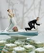 Gone Fishing Porcelain Wedding Cake Topper - Caucasian Couple