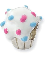 Sterling Silver Enameled Cupcake Charm Bead Fits Pandora Chamilia Biagi Bracelet