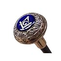 Brass Luxury Walking Stick by Bridges - Blue Masonic Emblem