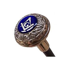 Brass Luxury Walking Stick by Bridges - Blue Masonic Emblem