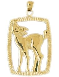 Dazzlers Solid 14k Gold Gazelle Charm Pendant Available in three colors from jewelsberry (weights: 3.5 grams only)