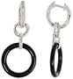 14k White Gold Diamond & Agate Circular Earrings, w/ 0.10 Carat Brilliant Cut Diamonds, 1 5/16" (34mm) tall