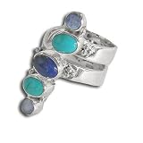 Sterling Silver Lapis, Turquoise and Opal Doublet Ring by Sajen, Size 8