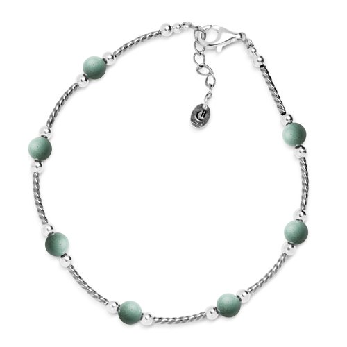 X - Sterling Silver Beaded Turquoise Anklet