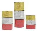 2-Tone Wired Ribbon - Red/Gold/Silver (XA3916) 4 assorted sizes in a pack